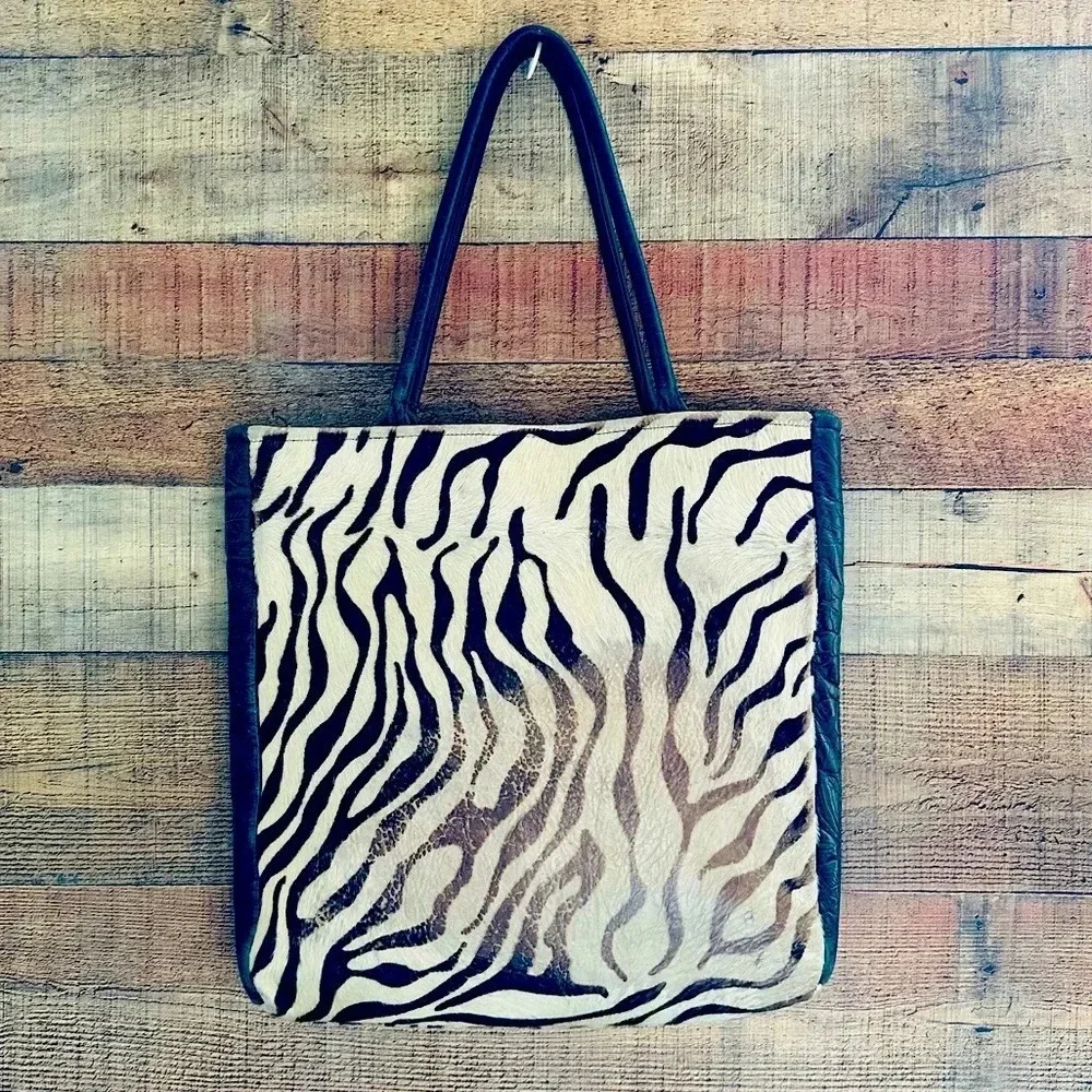 Kurtmen Designs Cowhide W Turquoise Nugget and Crystal Tote Bag